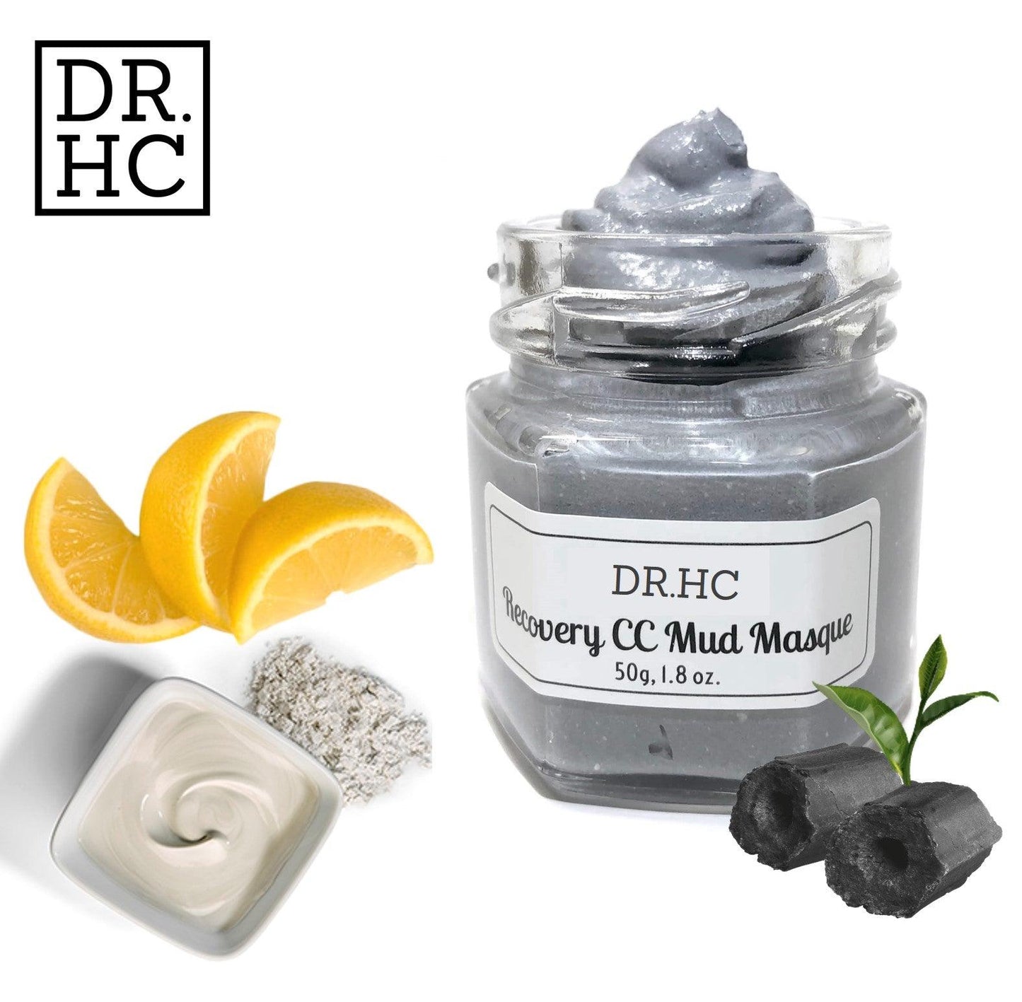 DR.HC Charcoal VitC Mud Mask (50~60g, 1.8~2.1oz) (Exfoliating, Skin brightening, Detoxifying, Pore Shrinking, Anti-black head...)